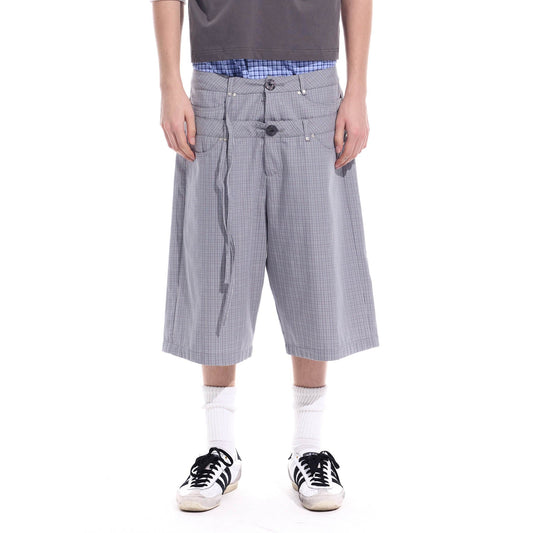 WHISTLEHUNTER Plaid Double-Waist Strap Shorts