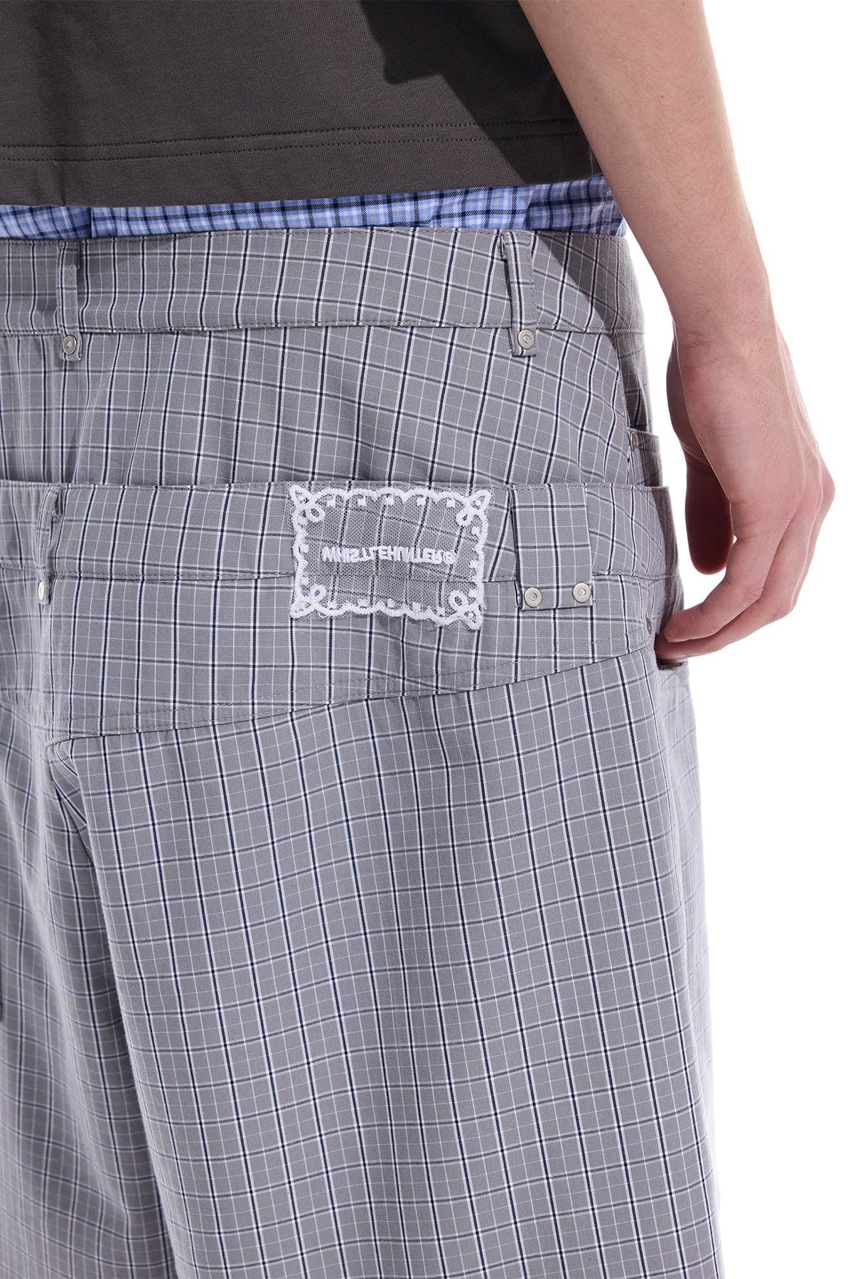 WHISTLEHUNTER Plaid Double-Waist Strap Shorts