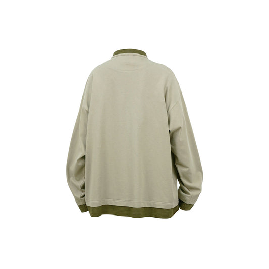 RELABEL Contrast Layered Henley Long-Sleeve Tee