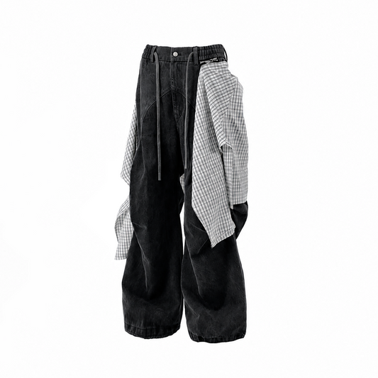 RELABEL Detachable Washed Pleated Jeans