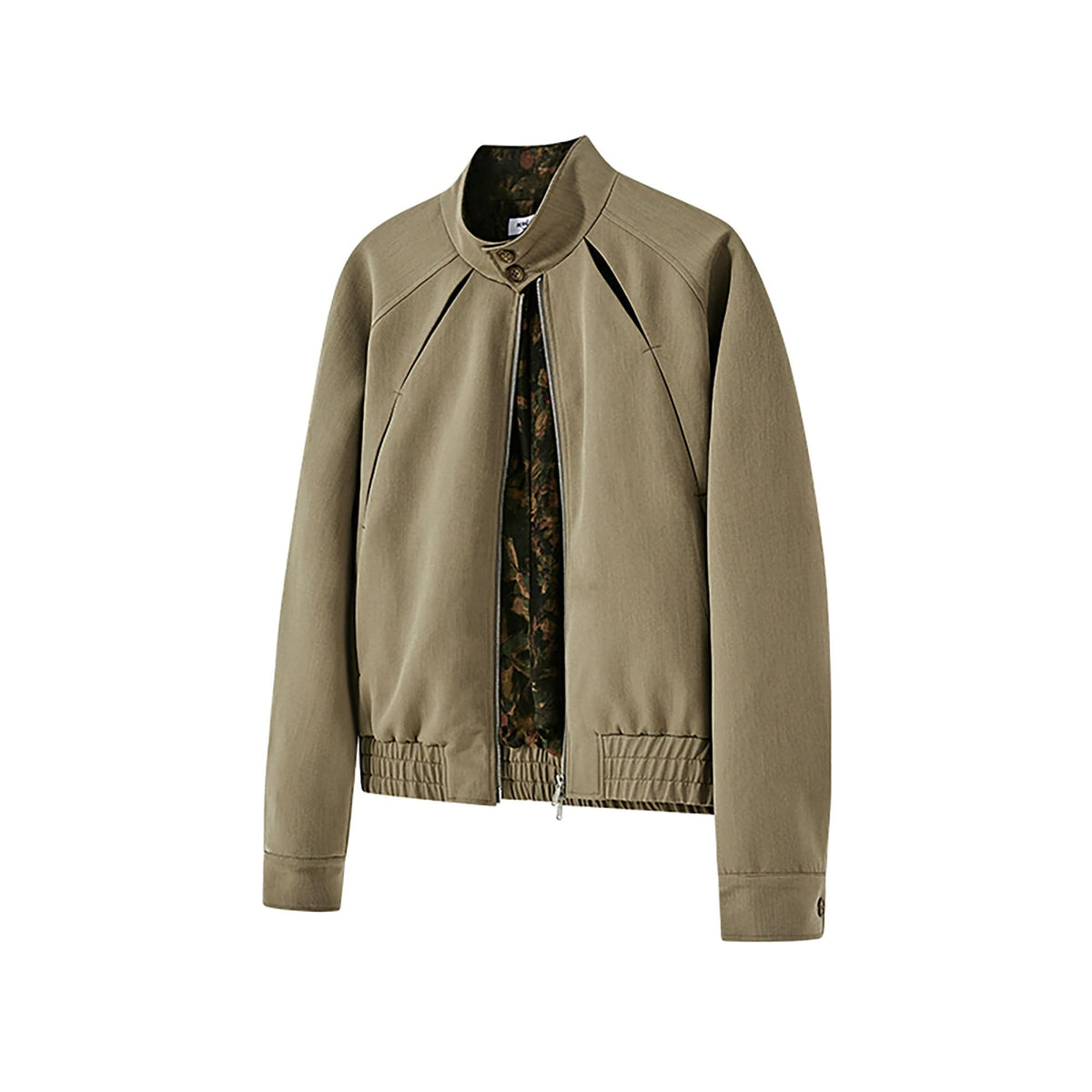 KREATE Floral-Lined Spliced Harrington Jacket