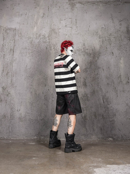 UNDERWATER The Jailbird Distressed Striped T-Shirt