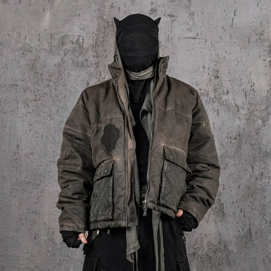 UNDERWATER Distressed Wanderer Patchwork Padded Jacket