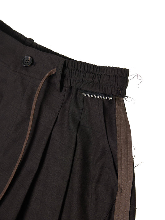 RELABEL Pleated Wide-Leg Drawstring Trousers Brown
