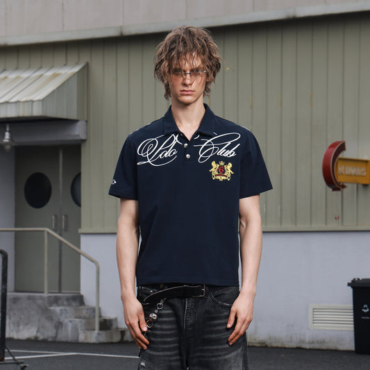 SAVAGEGROWTHWORLD Retro Crest Graphic Polo Tee