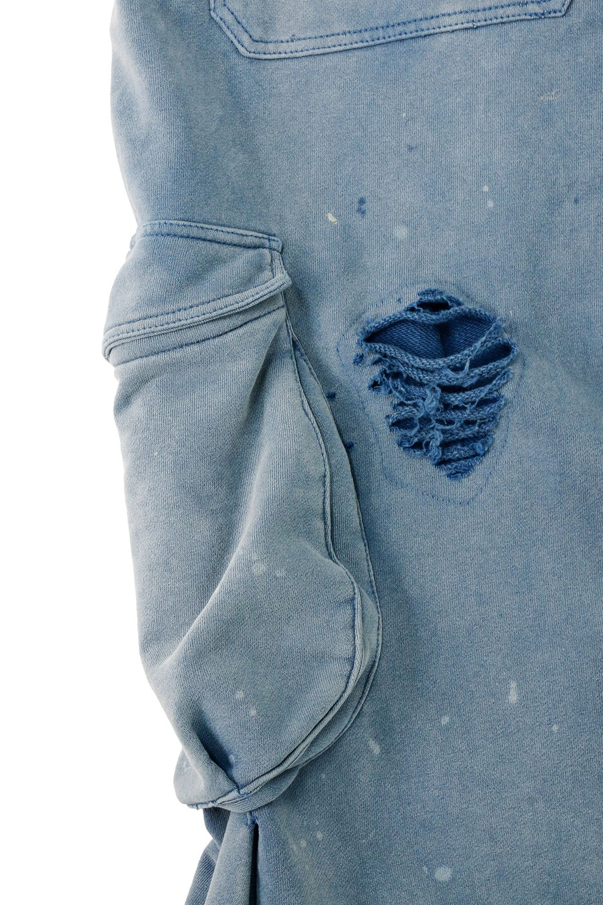 RELABEL Distressed Splatter Double-Waist Cargo Pants