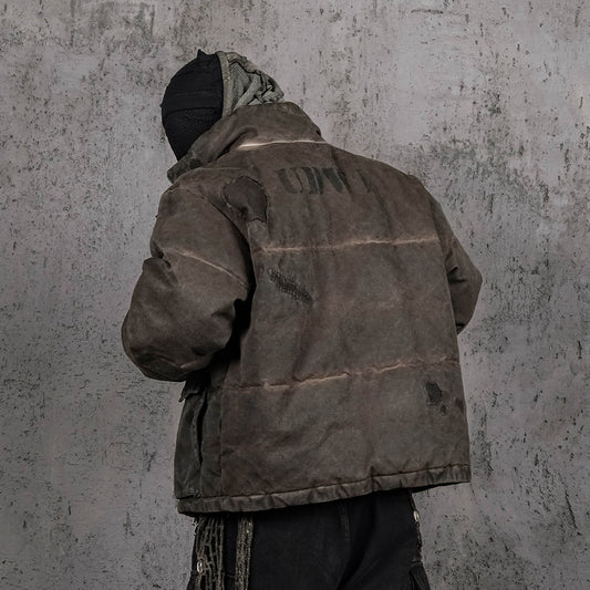 UNDERWATER Distressed Wanderer Patchwork Padded Jacket