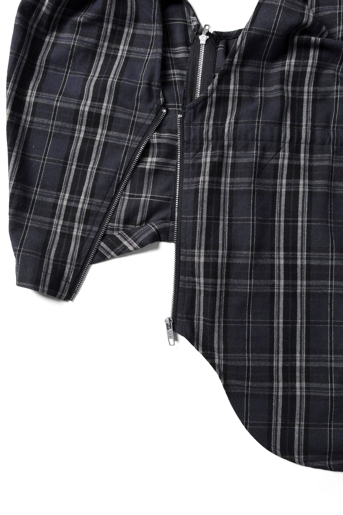 RELABEL Detachable Hood Multi-Zip Plaid Oversized Shirt