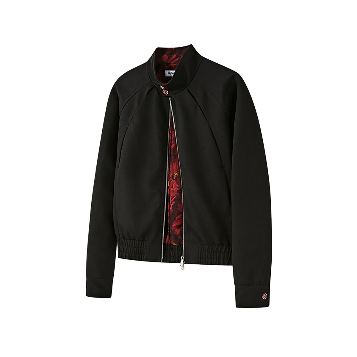 KREATE Floral-Lined Spliced Harrington Jacket