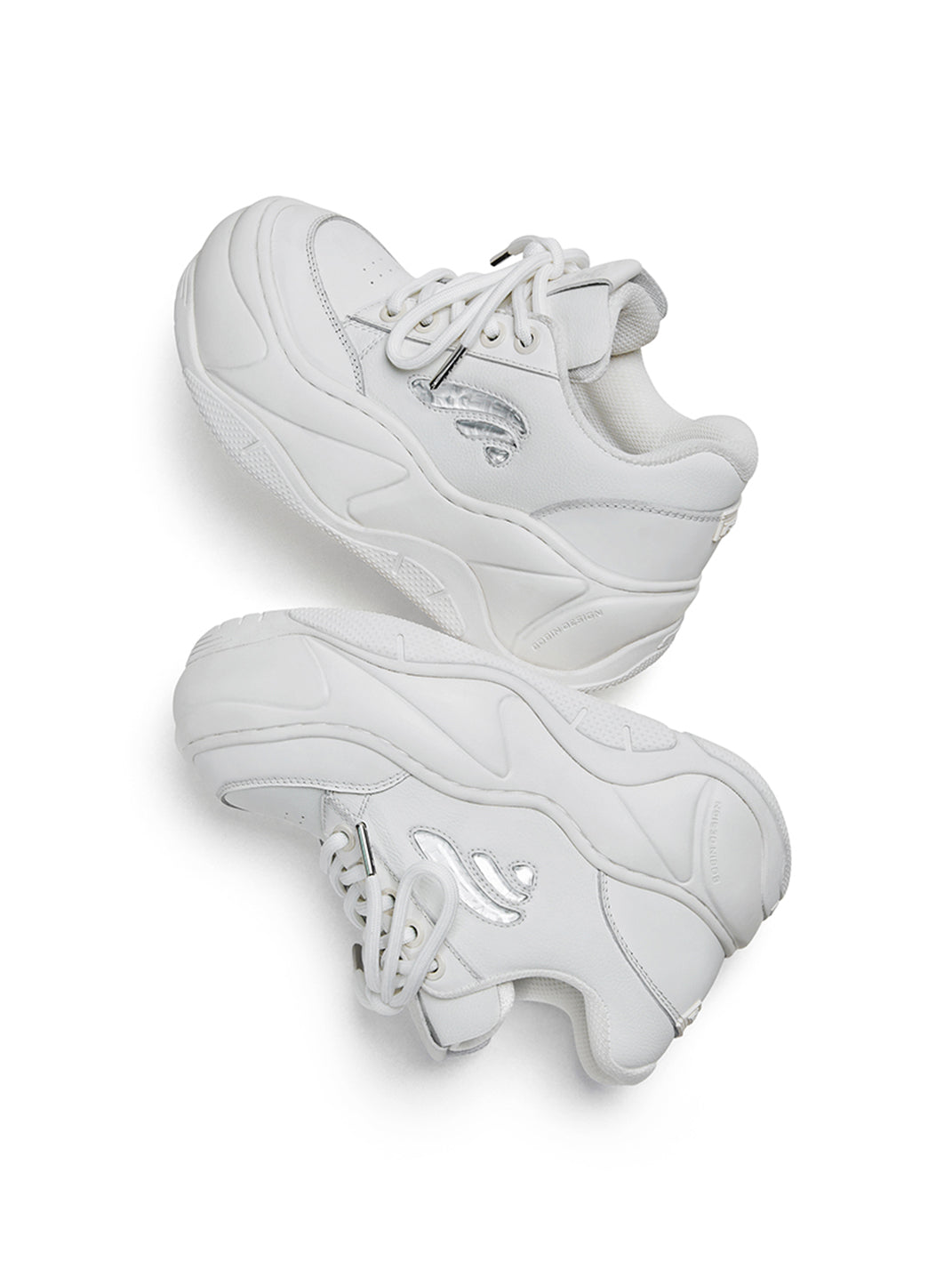 White WiFi 2.0 Wave Leather Platform Sneakers