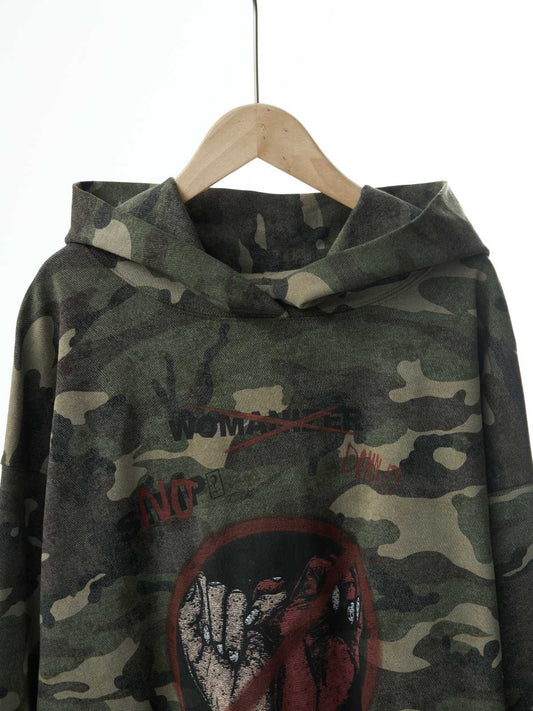Vintage Camouflage Print Hoodie