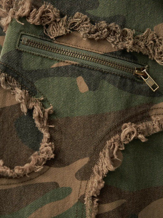 Camouflage Distressed Work Jacket