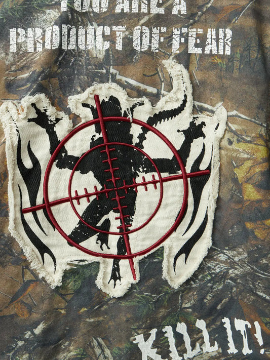 Camouflage Distressed Embroidered Jacket