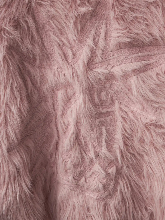 Fluffy Embroidered Hooded Knit Sweater
