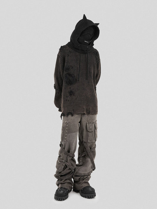 UNDERWATER Wasteland Ripped Sweater Charcoal