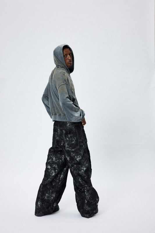 DND4DES Diamond Distressed Zip-Up Hoodie