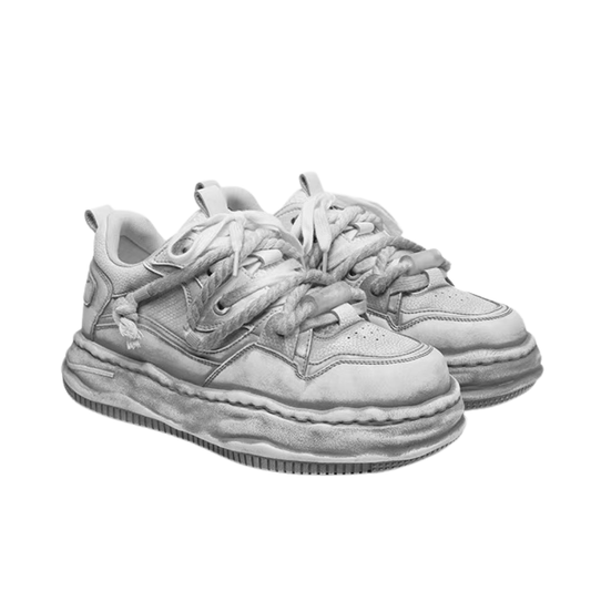 Gray stained design platform sneakers HL3237