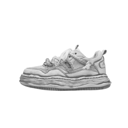 Gray stained design platform sneakers HL3237