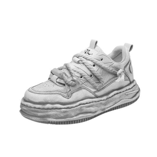 Gray stained design platform sneakers HL3237