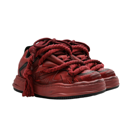 Multi-lace design muted color stained sneakers HL3238