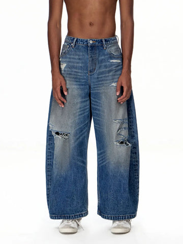 EMO "Cyber Scar" Loose Curved Jeans
