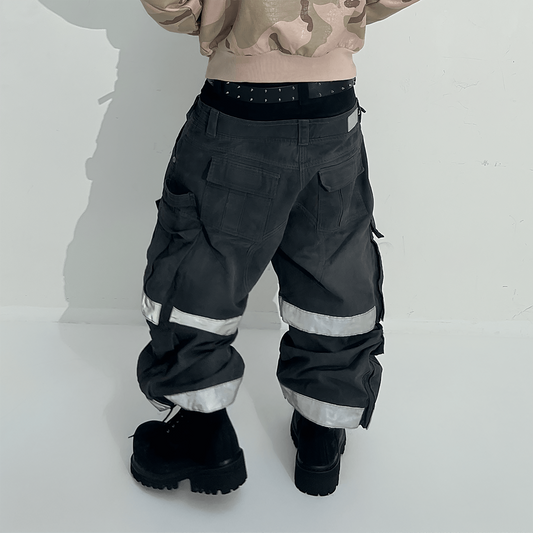 TECNINEGROUP Detachable Reflective Firefighter Cargo Pants Gray