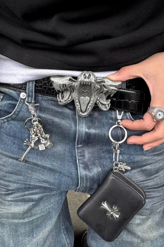 Crocodile Embossed Skeleton Belt