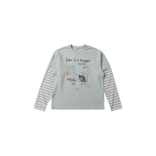 SAVAGEGROWTHWORLD Graffiti Layered Stripe Long Tee