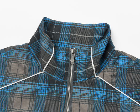 SAVAGEGROWTHWORLD Plaid Stand-Collar Jacket