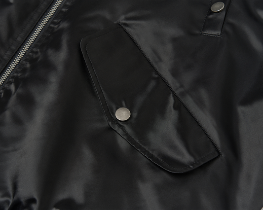 SAVAGEGROWTHWORLD Embroidered Ruched-Sleeve Reflective-Stripe Bomber