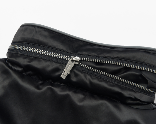 SAVAGEGROWTHWORLD Embroidered Ruched-Sleeve Reflective-Stripe Bomber