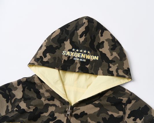 SAVAGEGROWTHWORLD Reversible Camo Waffle Hooded Jacket