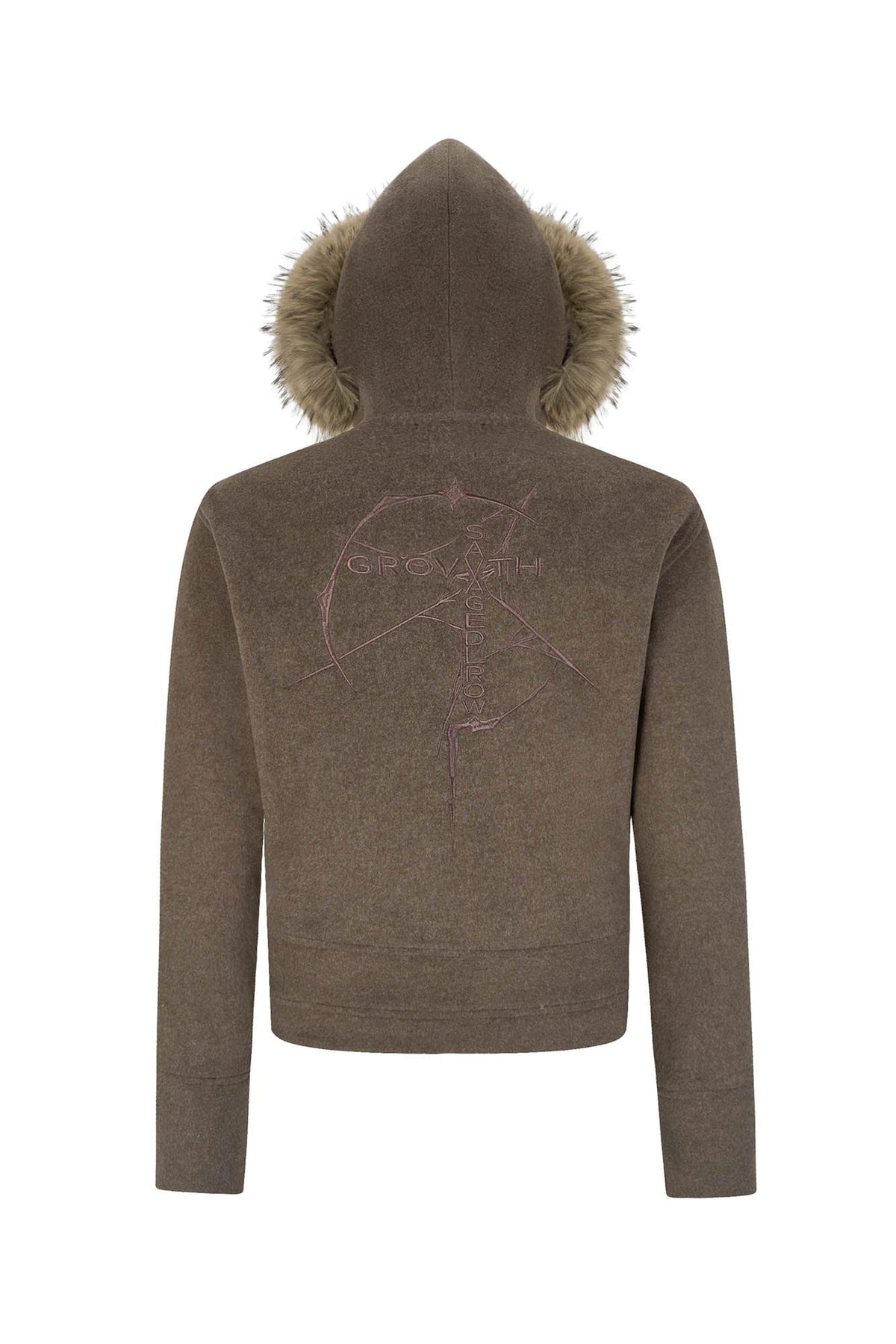 SAVAGEGROWTHWORLD Detachable Fur Collar Double-Zipper Coat