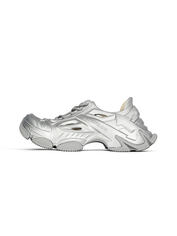 Silver Time-Space Platform Clog Sneakers