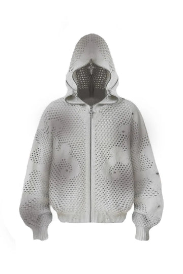 Dark Avant Garde Openwork Knit Hoodie