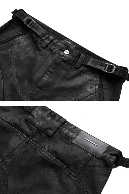 Dark Coated Distorted Seam Jeans