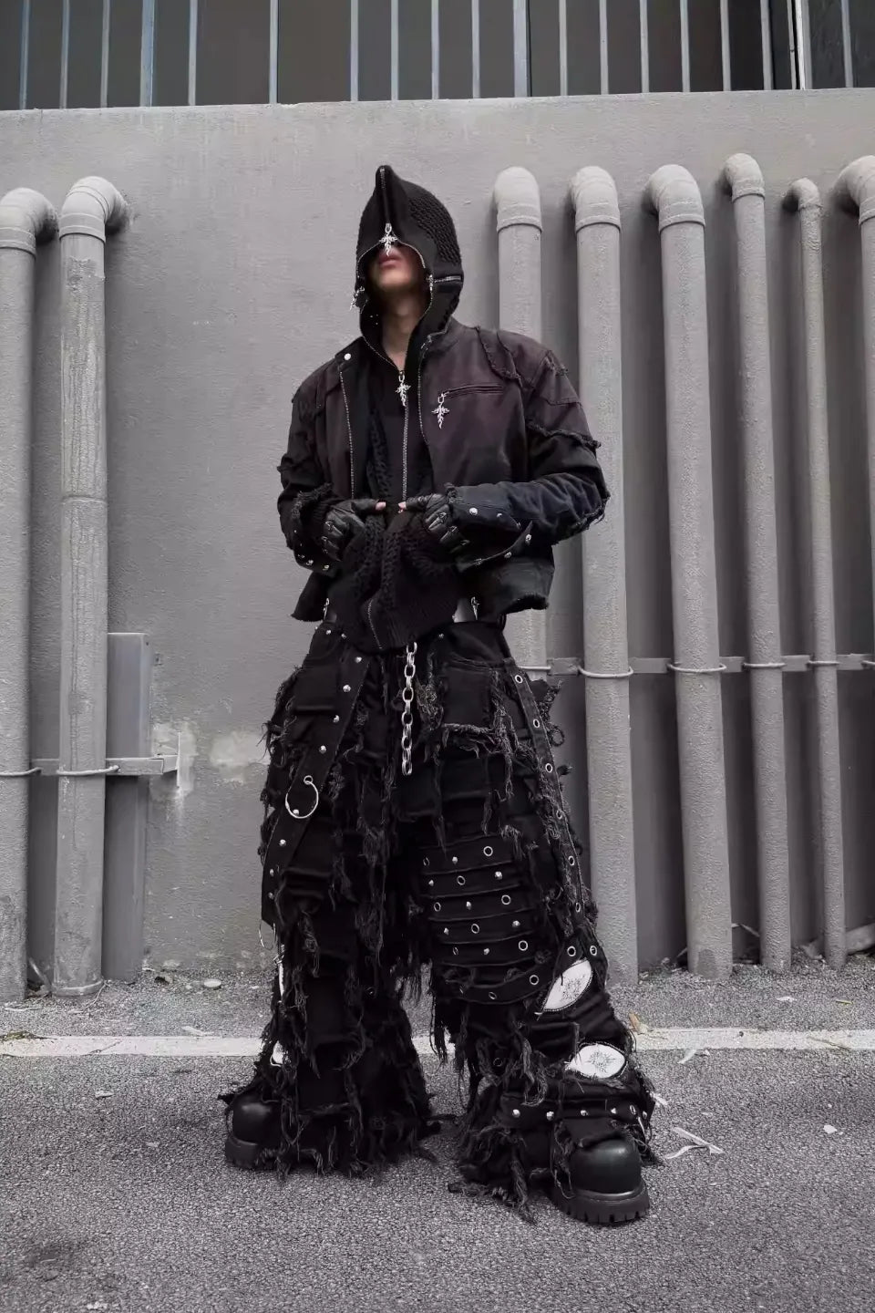 Dark Gradient Spray Paint Zip Up Motorcycle Jacket