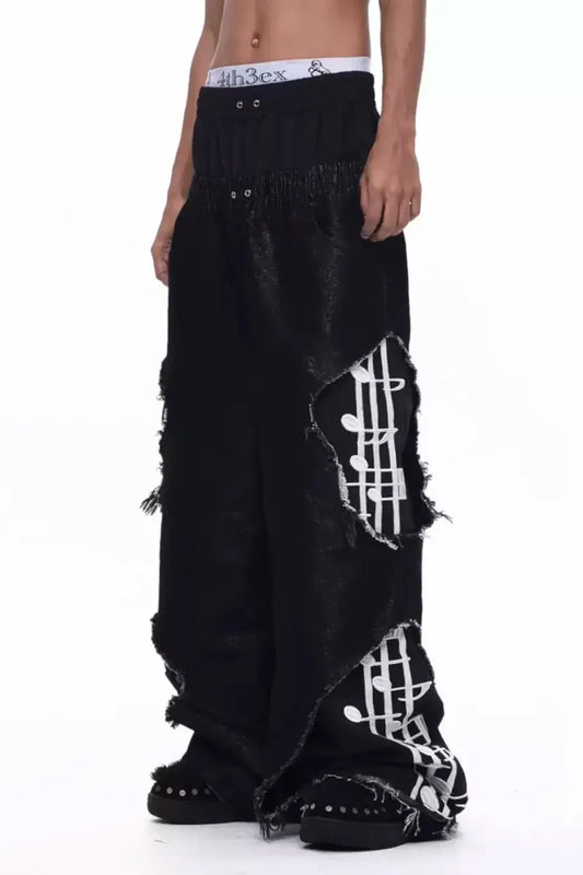 Deconstructed Dual Waist Denim Pants