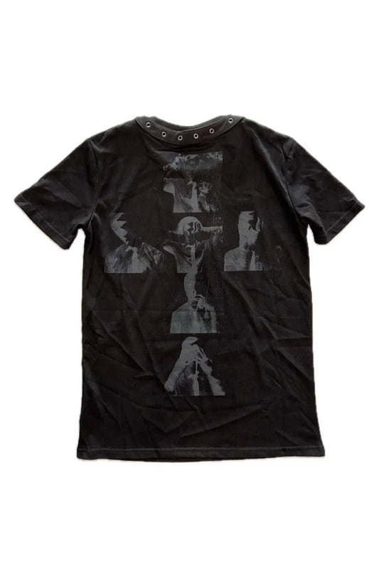 Double Layer V Neck Riveted T-Shirt