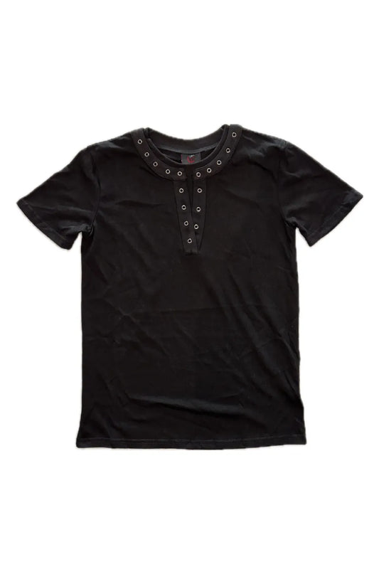Double Layer V Neck Riveted T-Shirt