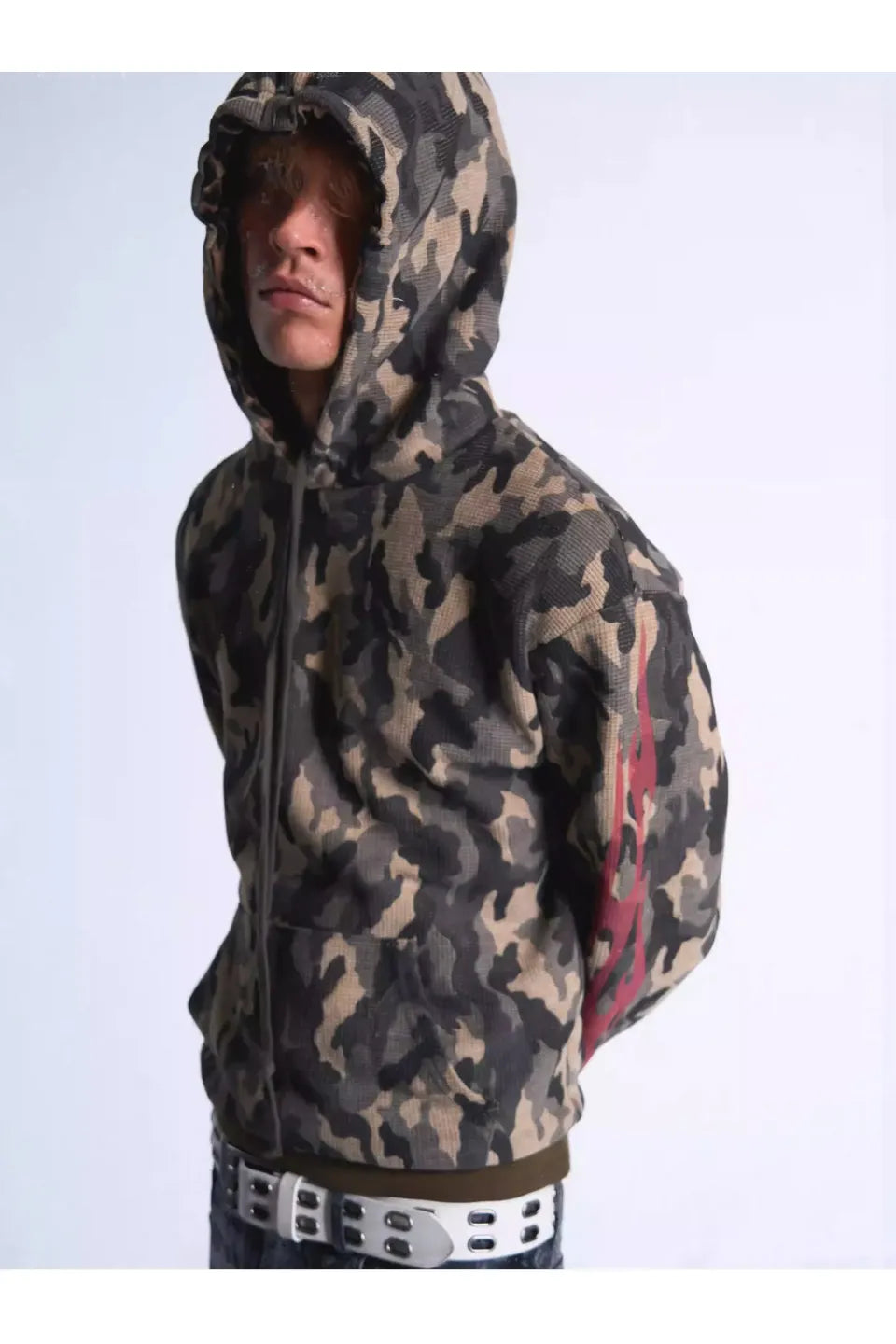 Flame Camouflage Waffle Hoodie
