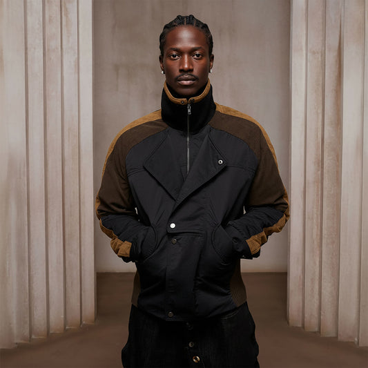 DND4DES Contrast Suede Corduroy Panel Jacket