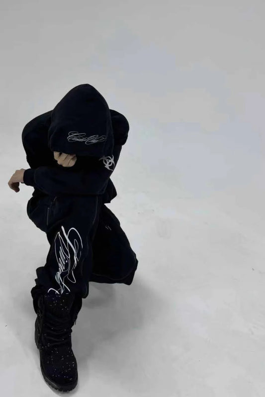 Gothic Lettering Graphic Pullover Hoodie