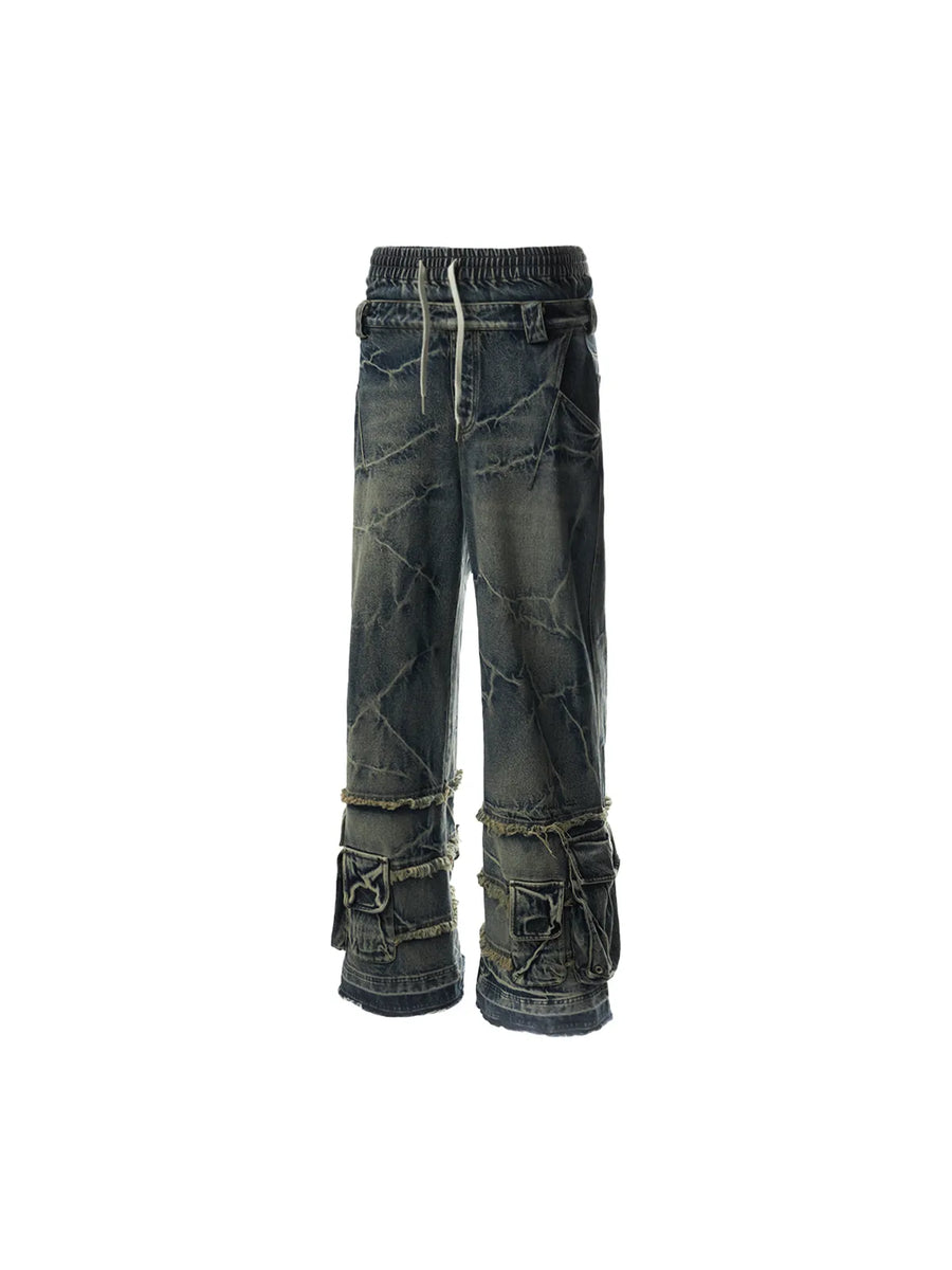 Double Waistband Cargo Jeans