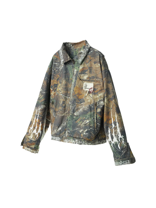 Camouflage Distressed Embroidered Jacket