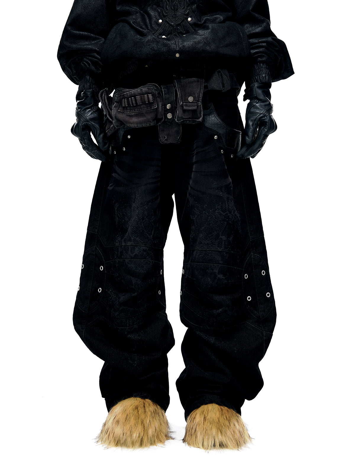 PERSONSOUL Personsoul Snake Texture Black Jeans ワイドデニム PERSONSOUL Personsoul Snake Texture Black Jeans ワイドデニム