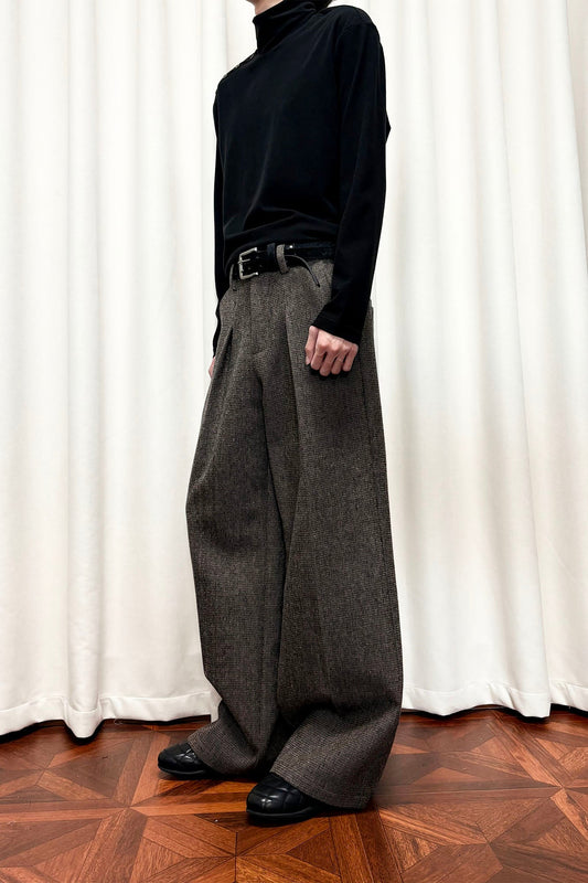 KREATE Mini Houndstooth Pleated Wide-Leg Trousers