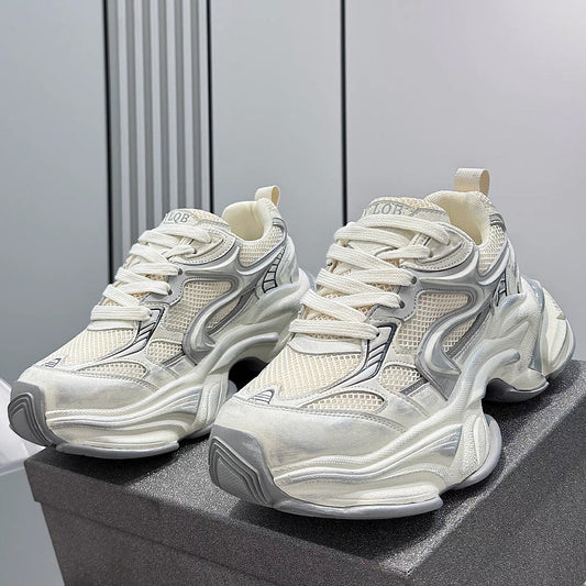 Edgy Dirt-Design Wavy-Sole Platform Sneakers HL3288