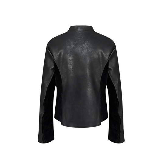 TH4SWE Retro Ornate Buckled Faux Leather Jacket