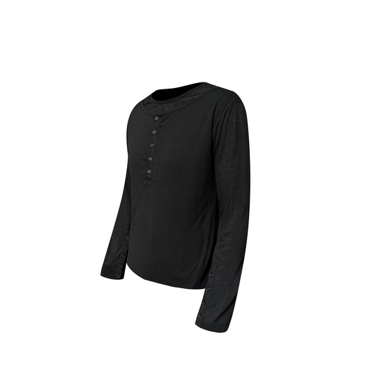 TH4SWE Layered Diamond Spine Graphic Henley Long-Sleeve Tee